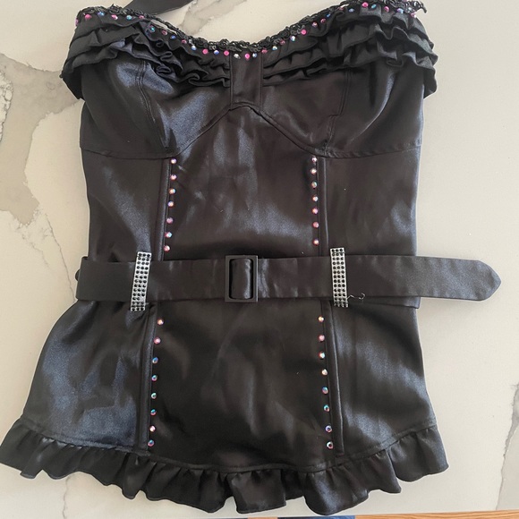 Frederick’s of Hollywood Black Swarovski Halter Corset - Picture 6 of 6